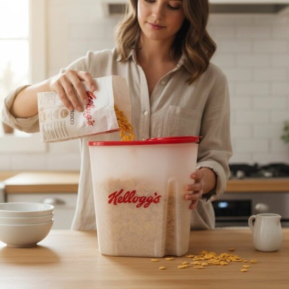 Vintage‎ 1996 Kellogg Cereal Keeper Plastic Container Pour Spout Handle